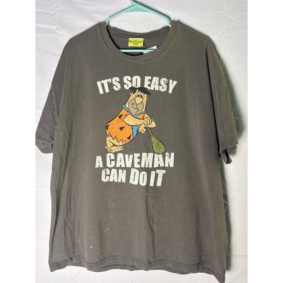 Fred Flintstones It's so Easy a Caveman can do it Print Brown Shirt Womens 2XL - Picture 1 of 3